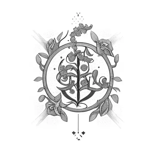 A vine growing around the words 'love, acceptance, validation' in the Lord's Prayer tattoo design idea