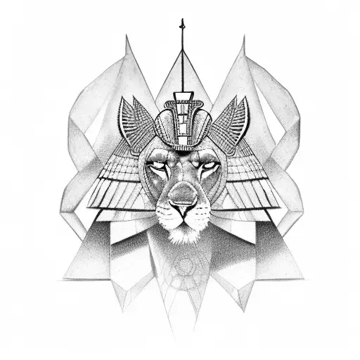 Egyptian lioness Queen  tattoo design idea
