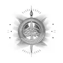 Rainbow serpent, a boabab tree in front of the Sun. The previous sentence represents peace, power, purpose tattoo design idea