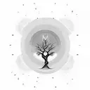 Rainbow serpent, a boabab tree in front of the Sun. The previous sentence represents peace, power, purpose tattoo design idea