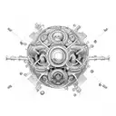 biomechanical, large ball joints, structural,intimate, arm  tattoo design idea