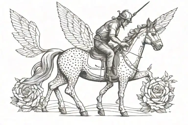 Little unicorn wind turbine technician working tattoo design idea