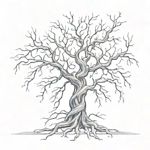 a tree with the branches form names intertwined tattoo design idea