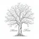 a tree with the branches form names intertwined tattoo design idea