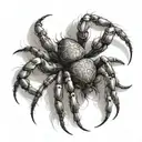 Picture a detailed spider with realistic anatomy, but instead of a typical body, its abdomen is made of a large, gleamin tattoo design idea