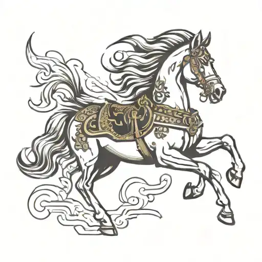 roman empire horse running tattoo design idea