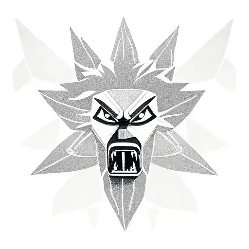 A minimalist tattoo showcasing a fusion of Crash Bandicoot, African tribal mask, flowers, and geometric shapes tattoo design idea