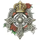 celtic cross with claddagh ring tattoo design idea