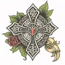 celtic cross with claddagh ring tattoo design idea