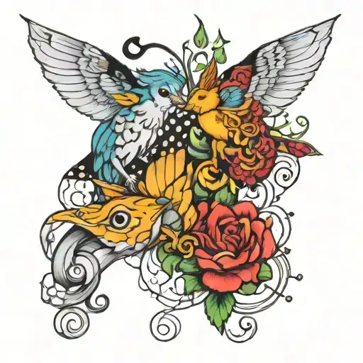 double trouble whimsical realistic tattoo design idea