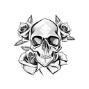 expendables skull with roses tattoo design idea