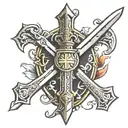 irish war sword shield cross tattoo design idea