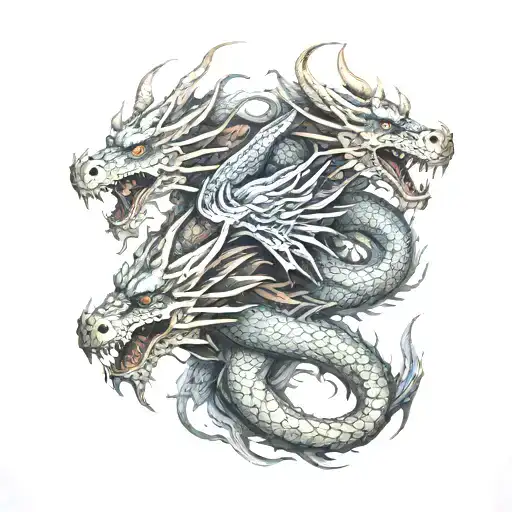 three headed dragon on back tattoo tattoo design idea