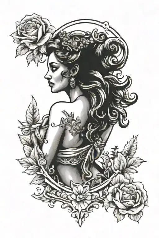 Goddess of love Aphrodite with the fifth breast size tattoo design idea