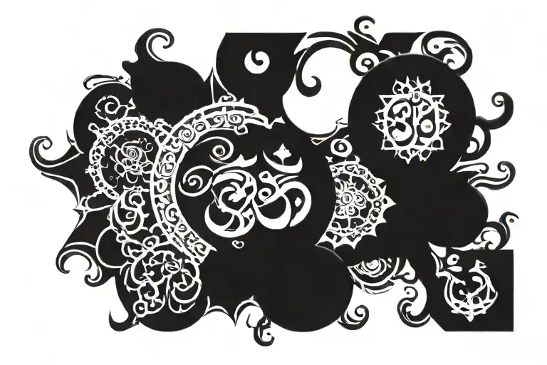 om mani padme hum mantra in sanskrit tattoo design idea