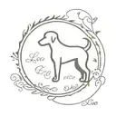 A minimalist tattoo of a dog silhouette with the Italian saying 'La famiglia è la cosa più importante' (Family is the most important thing) tattoo design idea