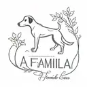 A minimalist tattoo of a dog silhouette with the Italian saying 'La famiglia è la cosa più importante' (Family is the most important thing) tattoo design idea