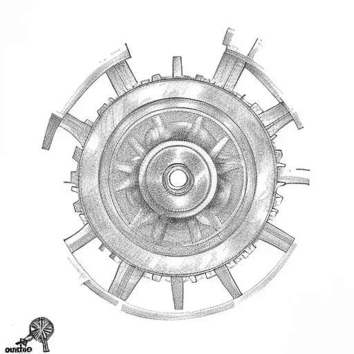 gear wheels with christianity tattoo design idea