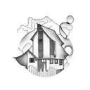 BH Stands for bum house but i want letters and possible a connection to a house design tattoo design idea