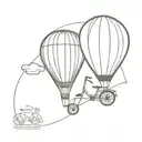 hot air balloon and bike tattoo design idea