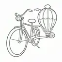 hot air balloon and bike tattoo design idea