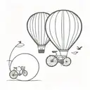 hot air balloon and bike tattoo design idea