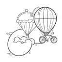 hot air balloon and bike tattoo design idea