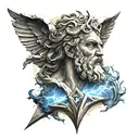 zeus and rays background tattoo design idea