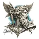 zeus and rays background tattoo design idea