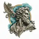 zeus and rays background tattoo design idea