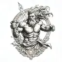 zeus throwing lightning tattoo design idea