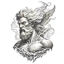 zeus throwing lightning tattoo design idea