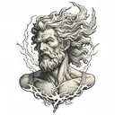 zeus throwing lightning tattoo design idea