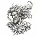 zeus throwing lightning tattoo design idea