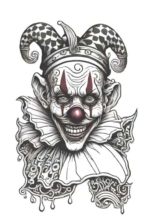 clown under a sad mask tattoo design idea