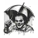clown in the rain with an umbrella tattoo design idea