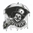clown in the rain with an umbrella tattoo design idea