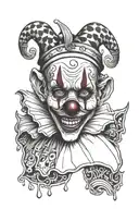 clown under a sad mask tattoo design idea