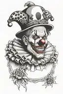 clown under a sad mask tattoo design idea