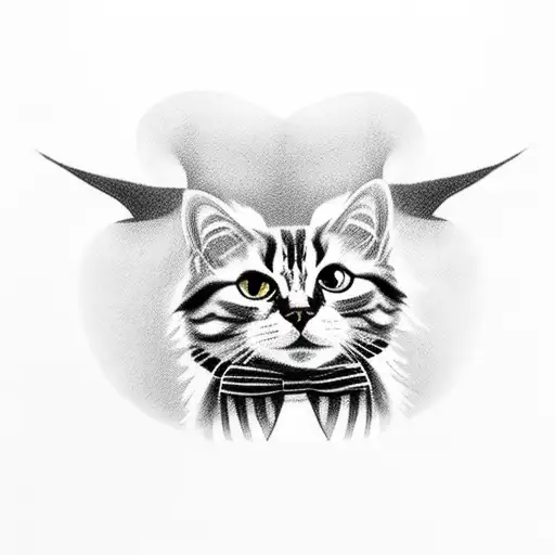 tuxedo cat and long haired striped cat hugging tattoo design idea