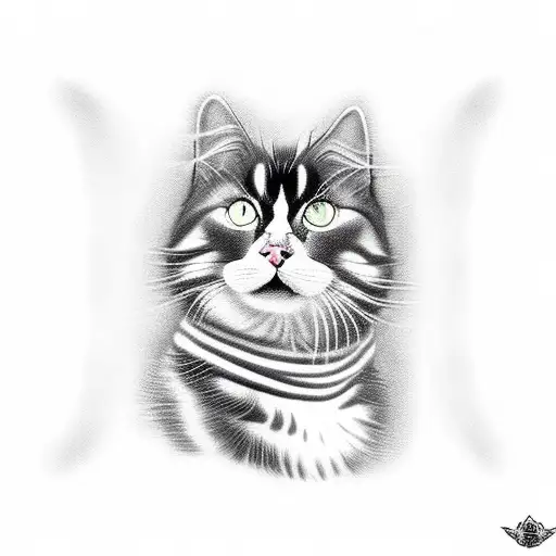 tuxedo cat and long haired striped cat tattoo design idea