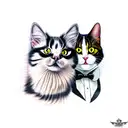 tuxedo cat and long haired striped cat tattoo design idea