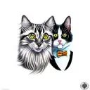 tuxedo cat and long haired striped cat tattoo design idea