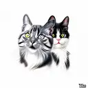 tuxedo cat and long haired striped cat tattoo design idea