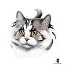 tuxedo cat and long haired striped cat tattoo design idea