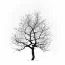 old, leafless tree. shorter than it is wide!.branches ending in points. in a bonsai style tattoo design idea