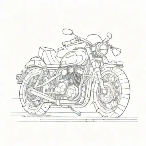 Sketch a whimsical scene of a motorbike transforming into a bicycle, capturing the essence of change and adaptation in a private sector job tattoo design idea