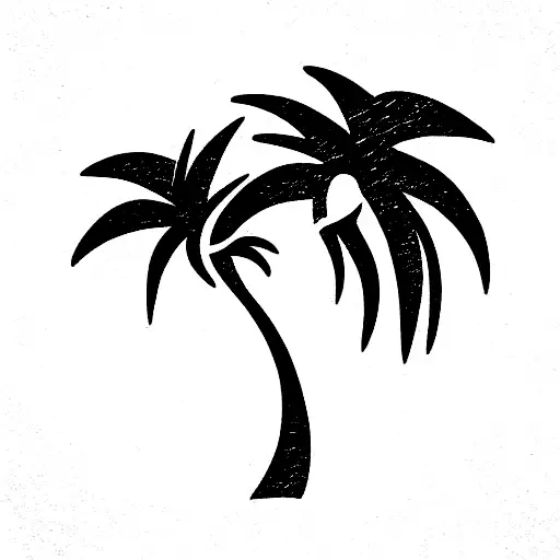Palm Tree with wave tattoo design idea