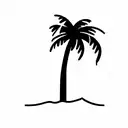Mix of Palm tree and Wave in one object tattoo design idea