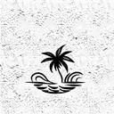 Palm Tree with wave tattoo design idea